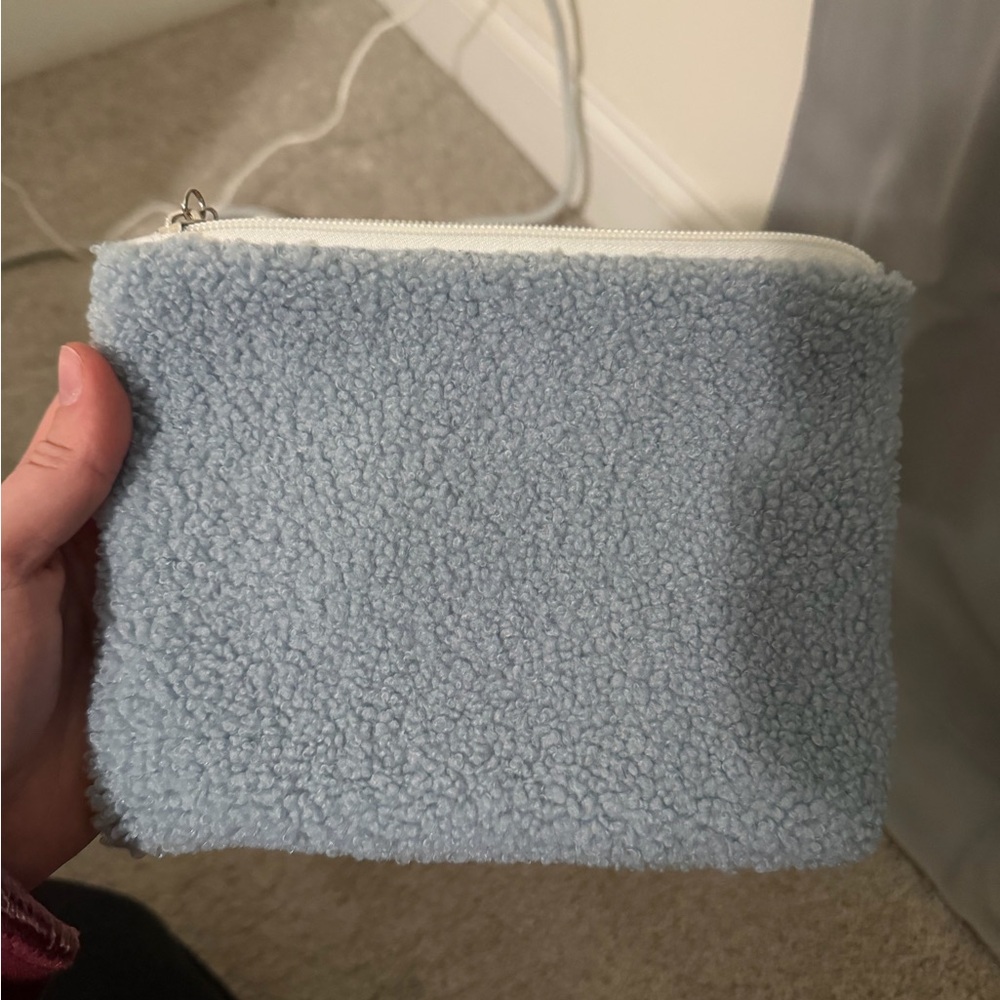 Summer Fridays Blue Sherpa Pouch
